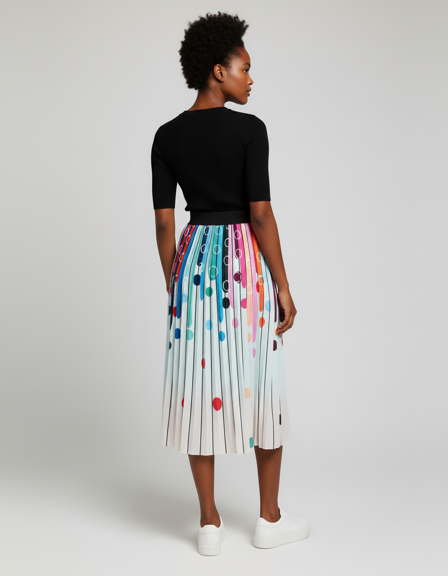 Jupe Longue Plissée Imprimé Coloré Chic