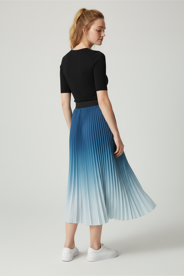 Jupe Longue Plissée Dégradée Fluide