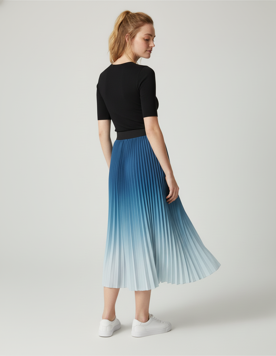Jupe Longue Plissée Dégradée Fluide