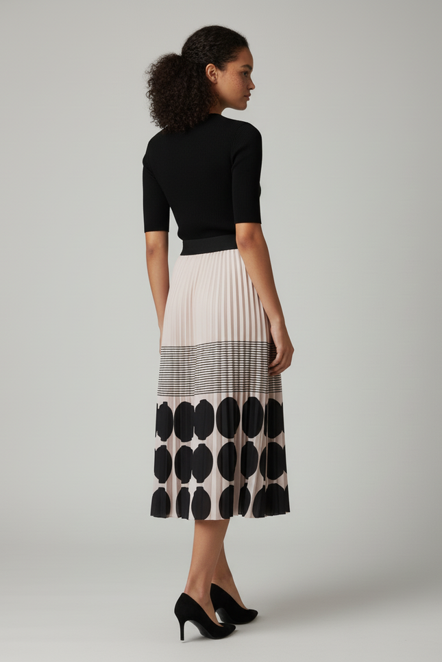 Jupe Longue Plissée Chic Motif Géométrique