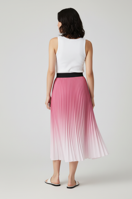 Jupe Longue Dégradé Rose Plissée Fluide