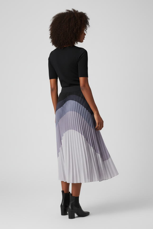 Jupe Longue Plissée Dégradée Fluide Tendance