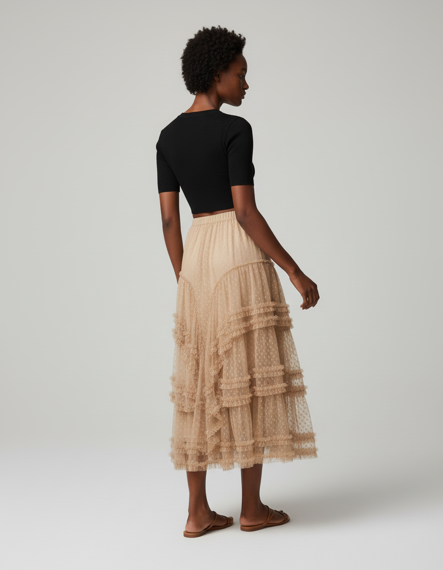 Jupe Longue Volant Tulle