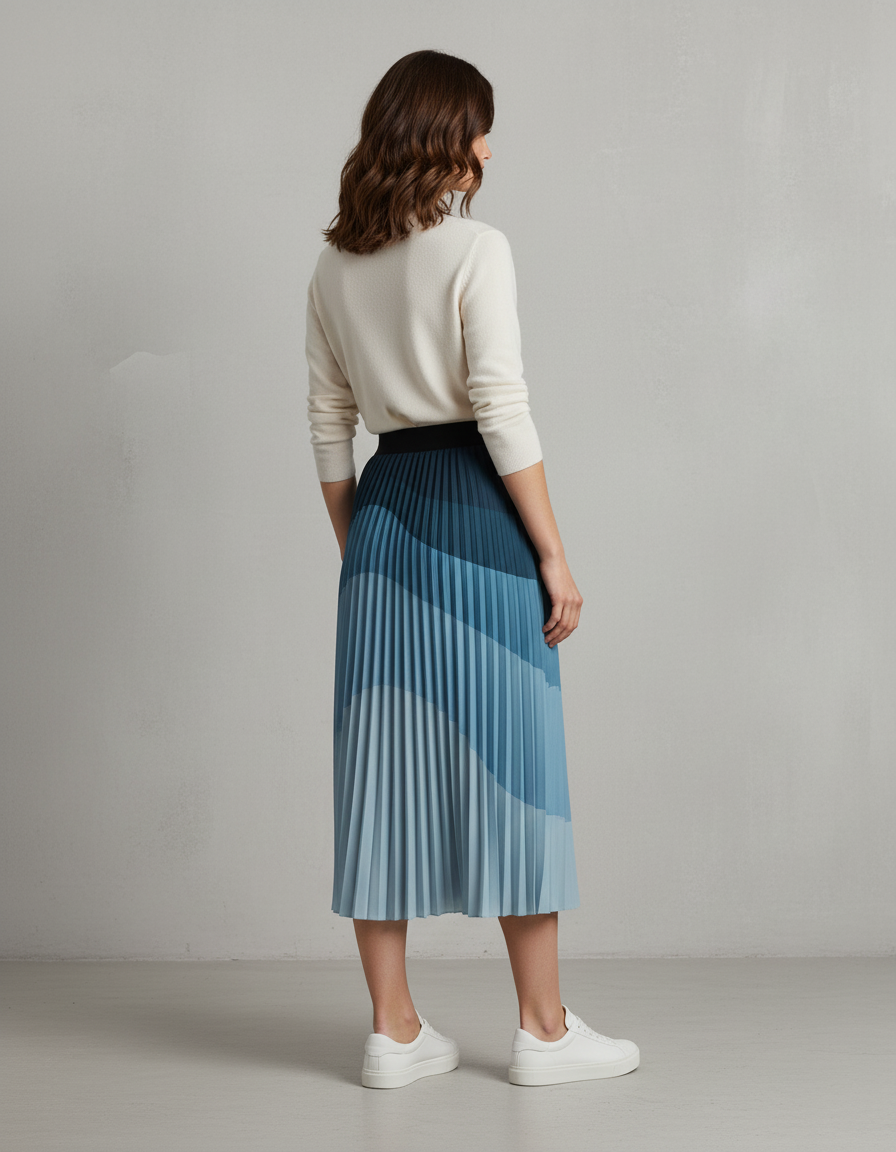 Jupe Longue Plissée Motif Dégradé Fluide