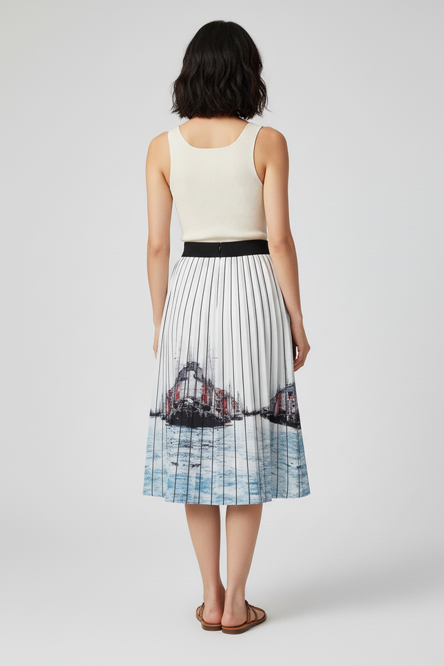 Jupe Longue Plissée Imprimée Chic Mode