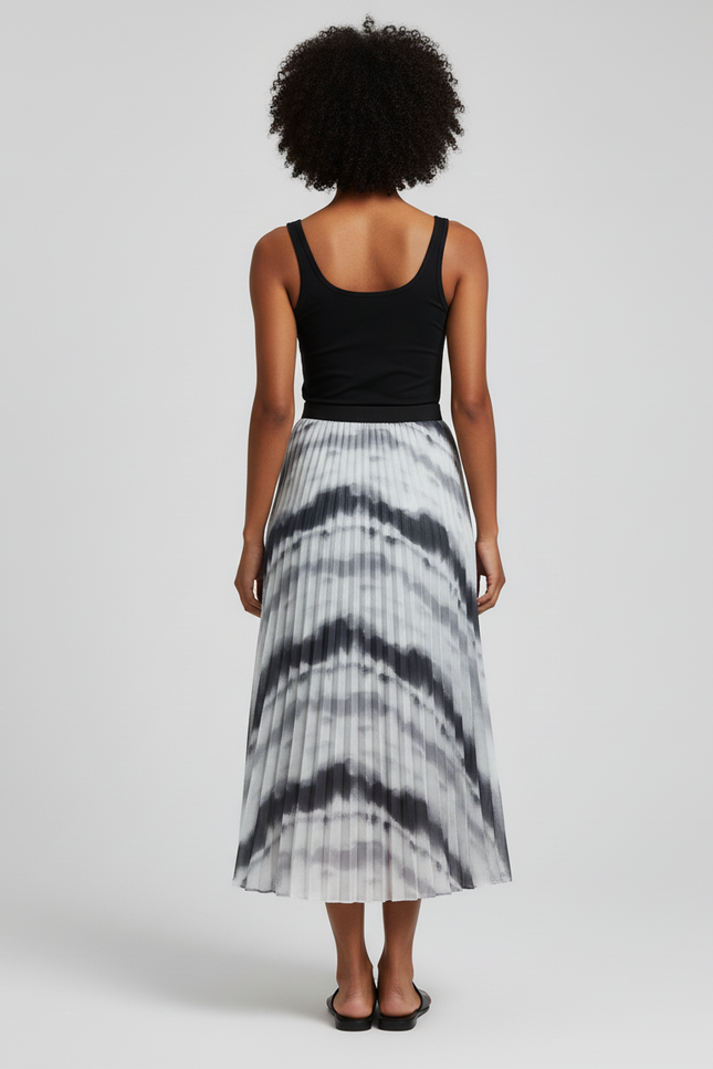 Jupe Longue Plissée Tie-Dye Élégante