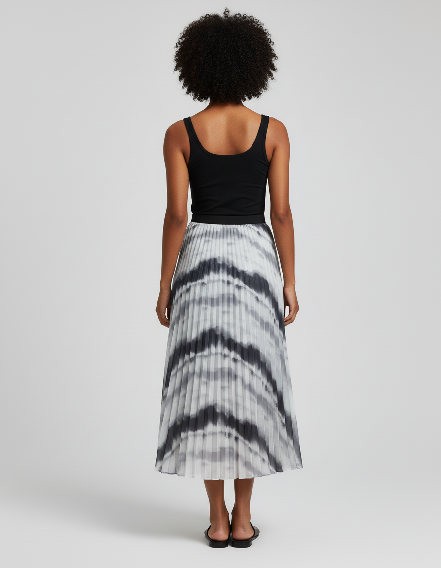 Jupe Longue Plissée Tie-Dye Élégante