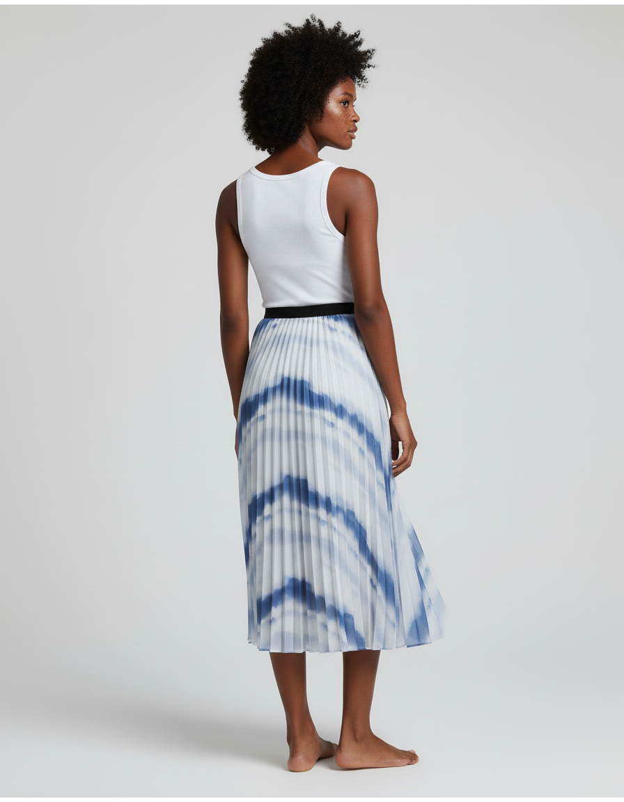 Jupe Longue Plissée Imprimée Fluide Chic