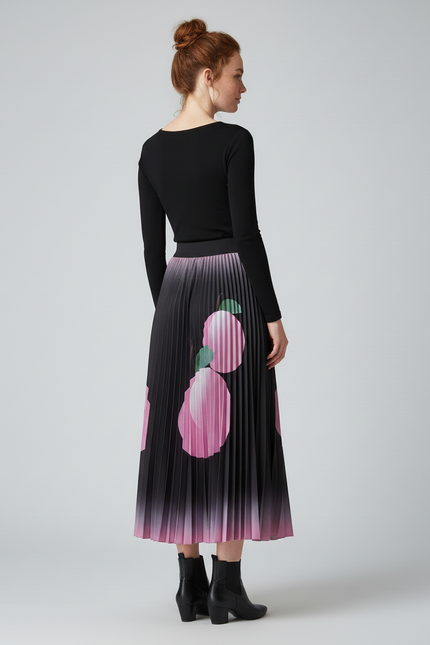 Jupe Longue Plissée Imprimée Chic Femme