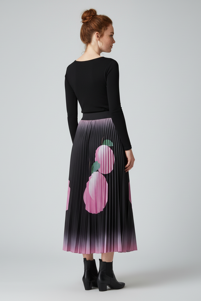 Jupe Longue Plissée Imprimée Chic Femme