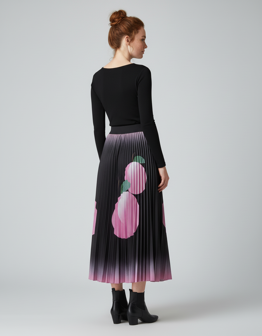 Jupe Longue Plissée Imprimée Chic Femme