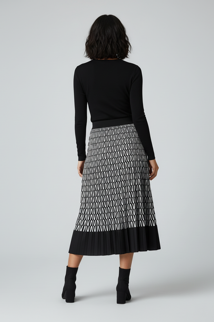 Jupe Longue Imprimée Plissée Chic