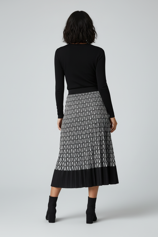 Jupe Longue Imprimée Plissée Chic