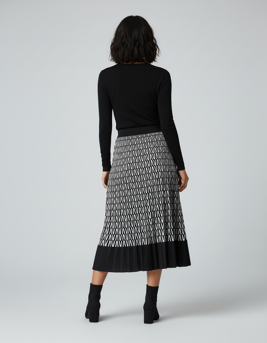 Jupe Longue Imprimée Plissée Chic