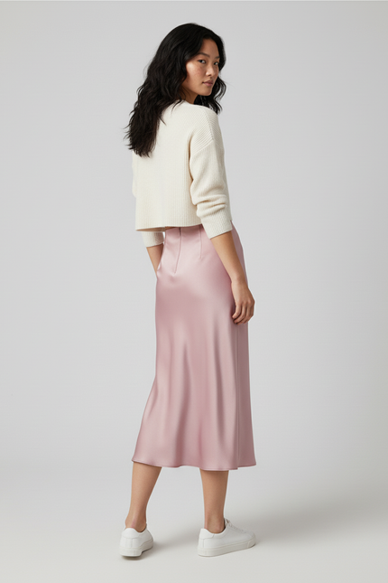 Jupe Longue Satin Rose