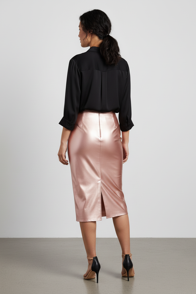 Jupe Longue Rose Satinée Sexy