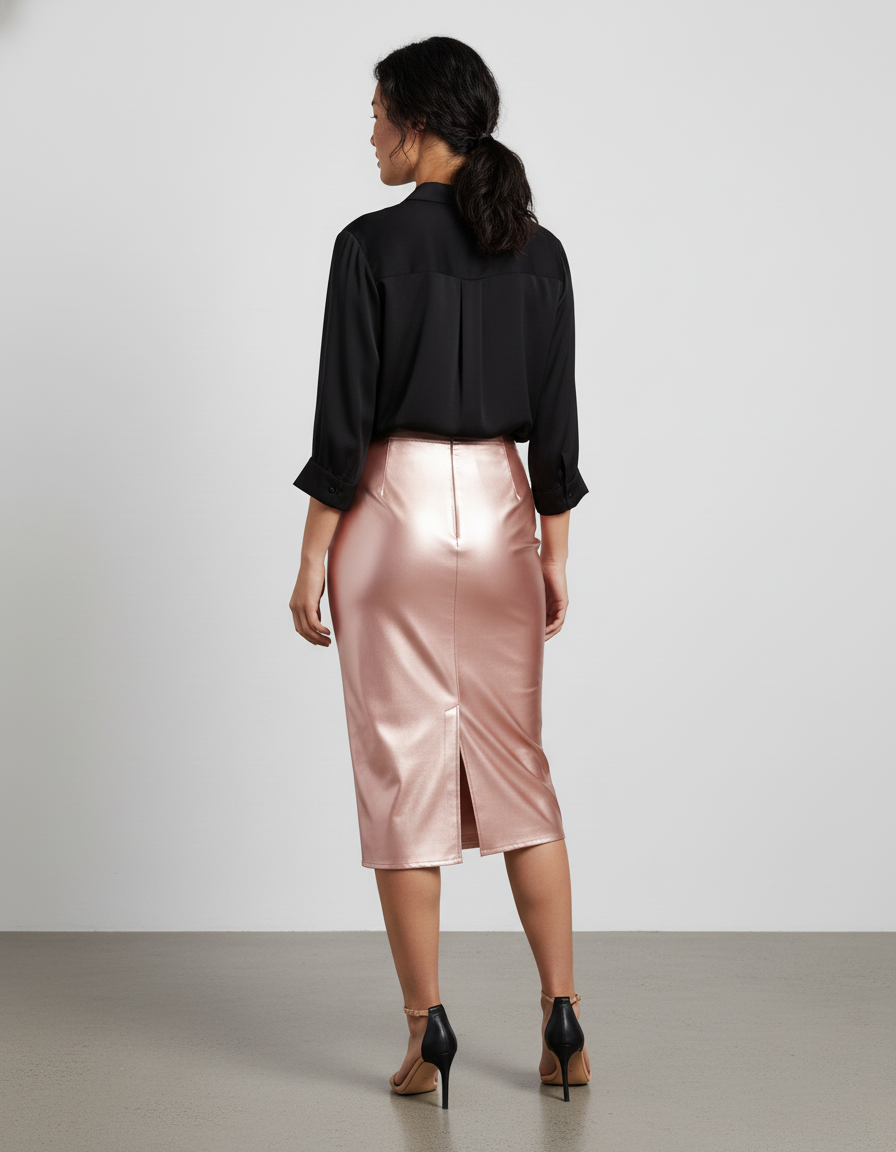 Jupe Longue Rose Satinée Sexy