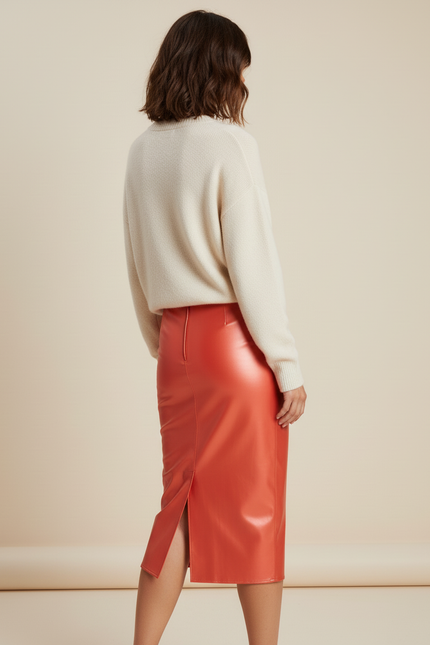 Jupe Longue Corail Brillante Moulante Chic