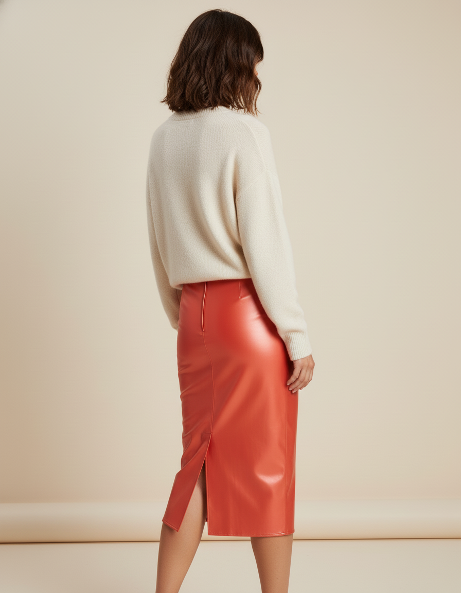 Jupe Longue Corail Brillante Moulante Chic