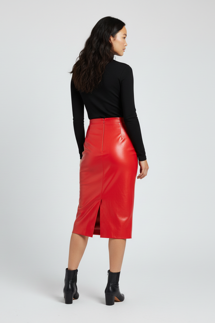 Jupe Longue Rouge Brillante Chic