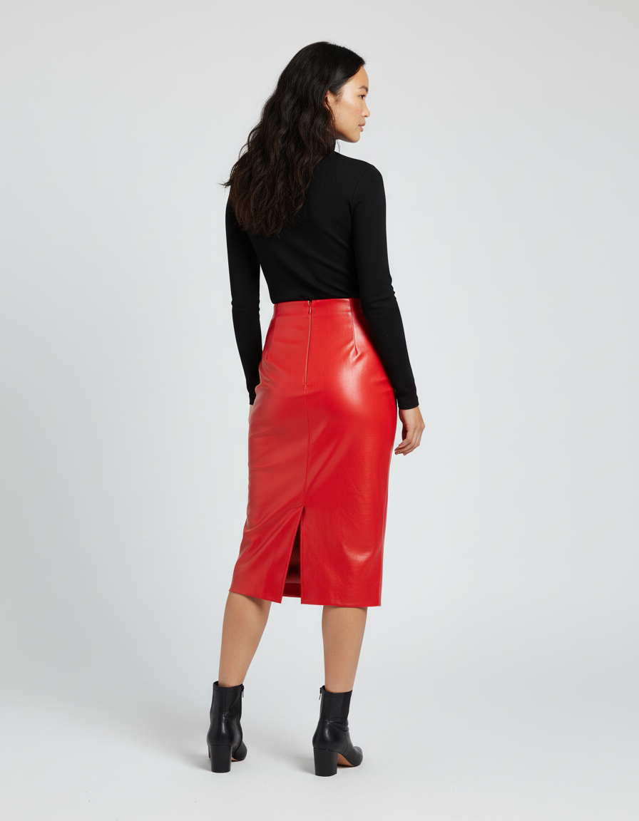 Jupe Longue Rouge Brillante Chic