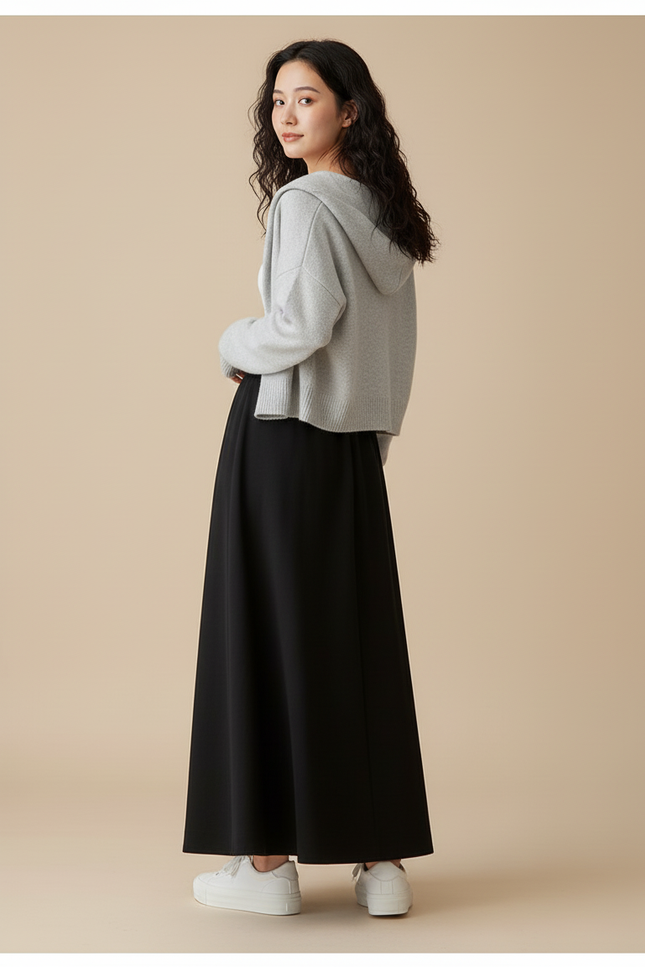 Jupe Longue Noire Fluide Décontractée