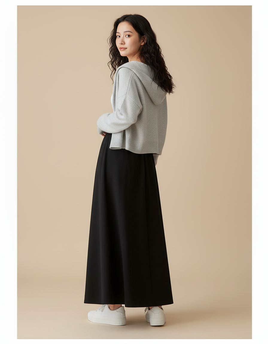 Jupe Longue Noire Fluide Décontractée