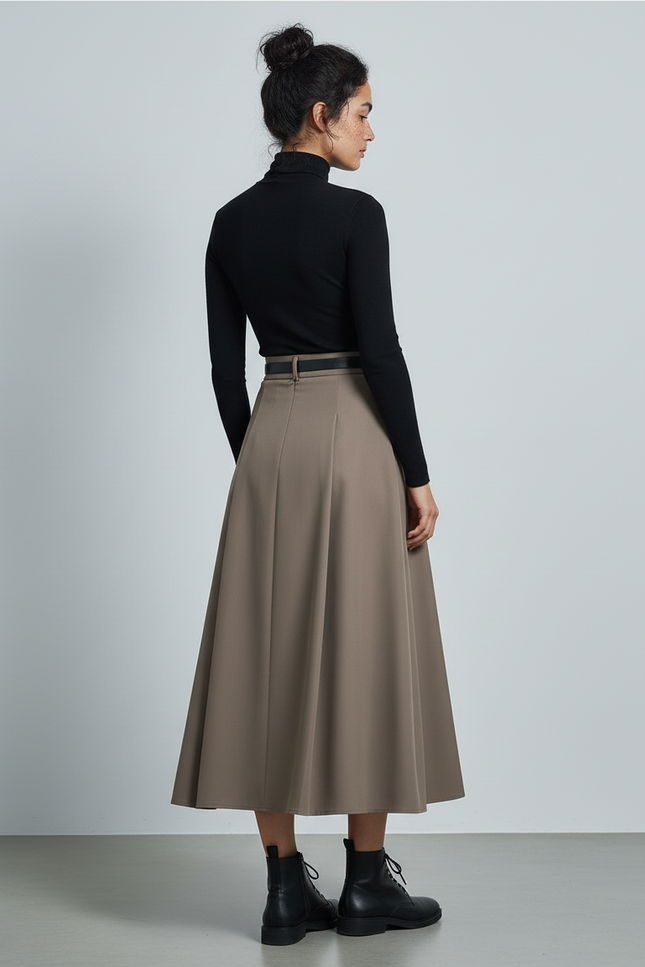 Jupe Longue Plissée Taille Haute Chic