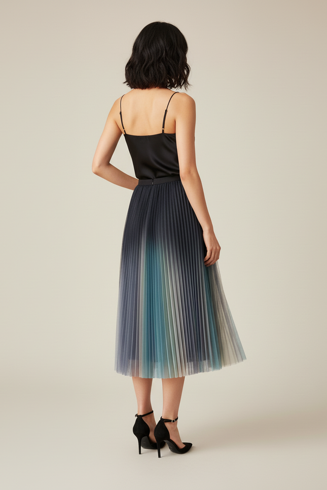 Jupe Longue Dégradé Plissée Fluide