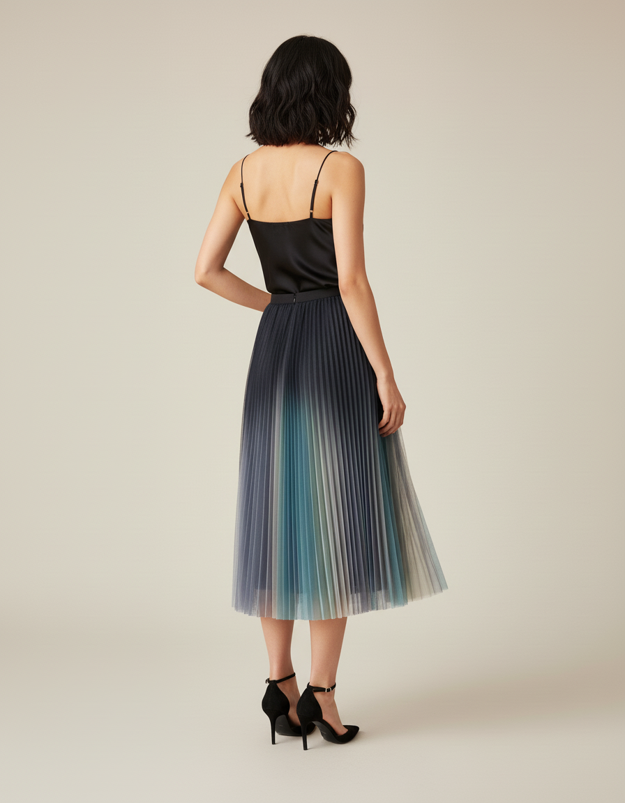 Jupe Longue Dégradé Plissée Fluide