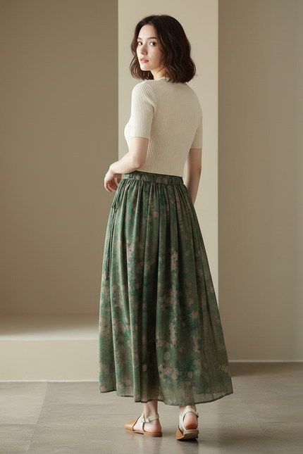 Jupe Longue Imprimé Floral Fluide Bohème