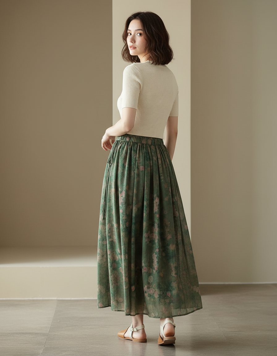 Jupe Longue Imprimé Floral Fluide Bohème