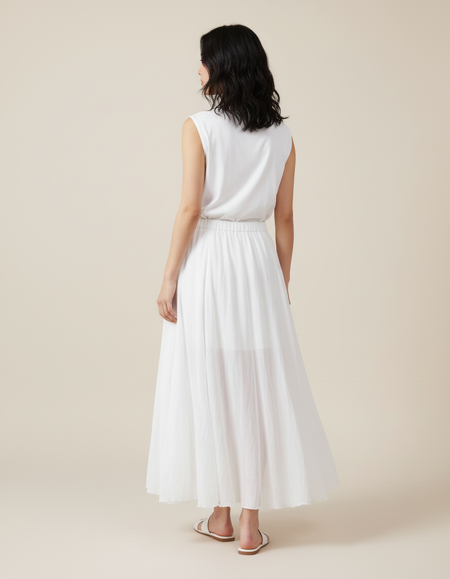 Jupe Longue Blanche Plissée Bohème