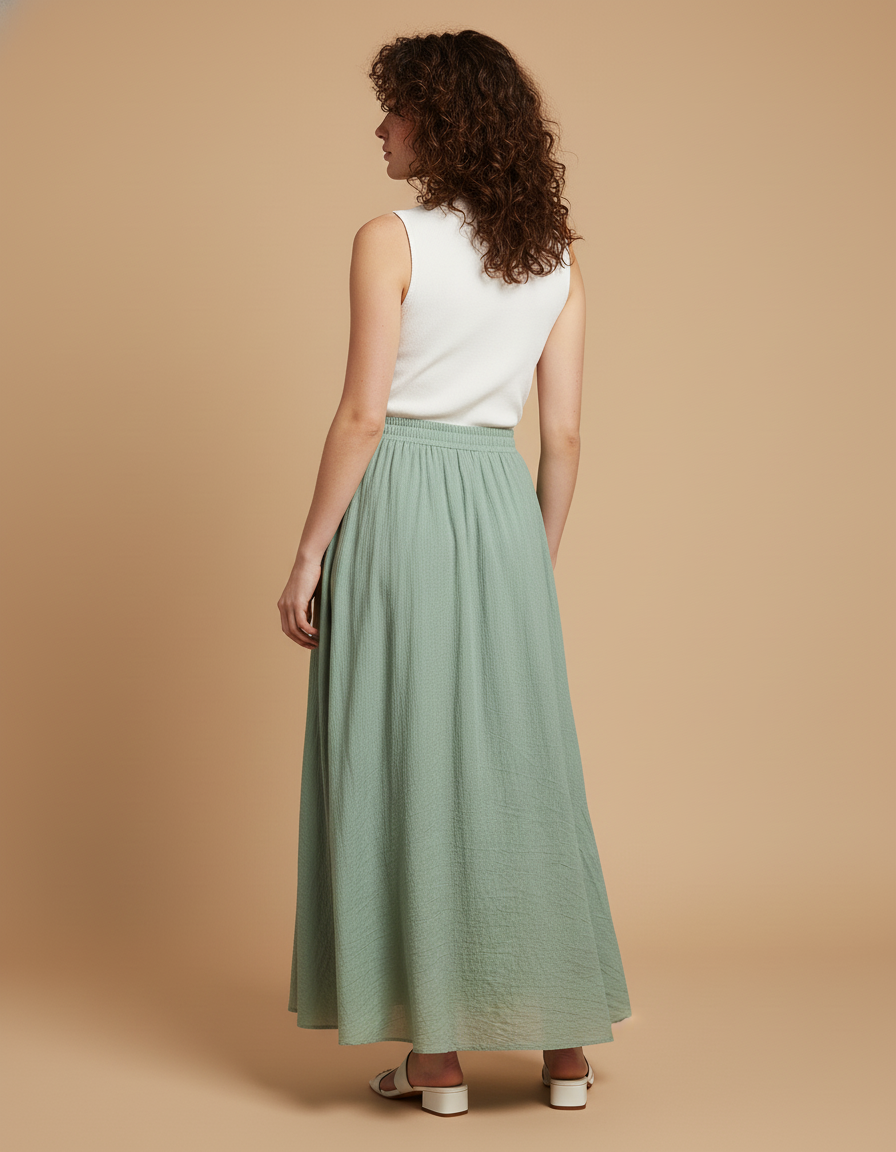 Jupe Longue Verte Fluide Bohème
