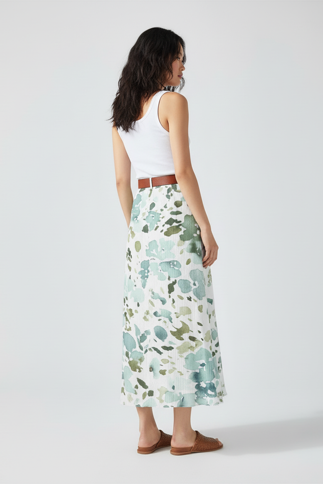 Jupe Longue Fleurie Boutonnée