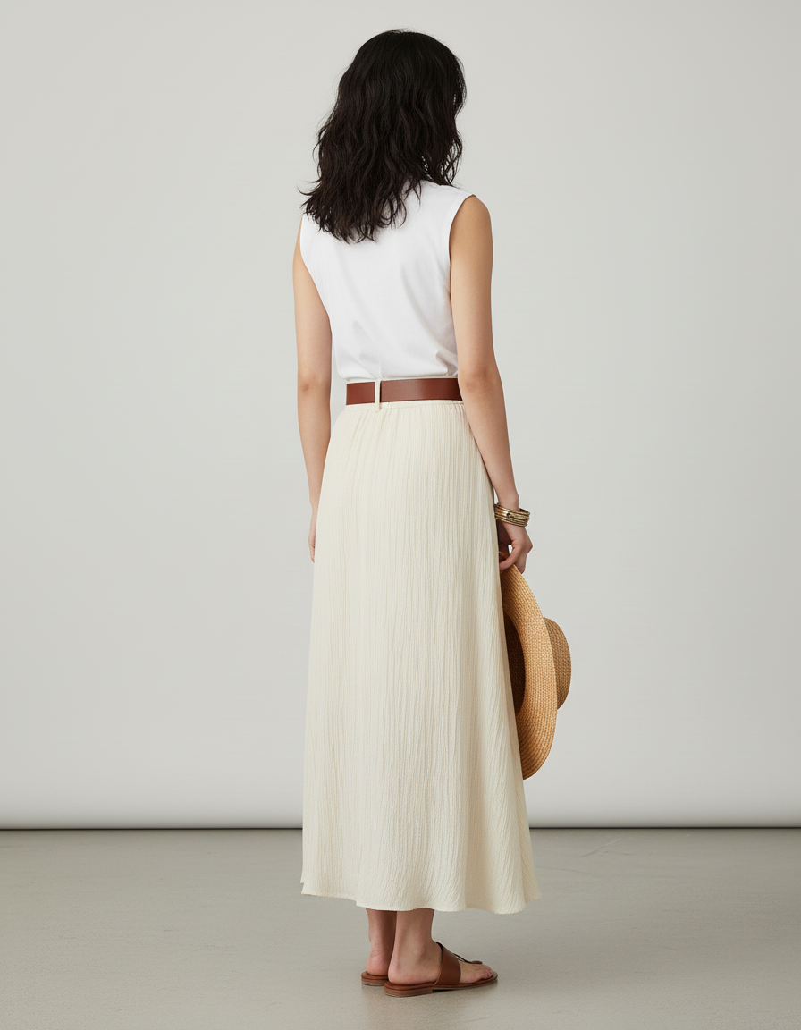 Jupe Boutonnée Mi-Longue