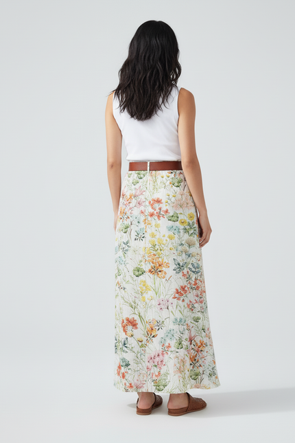 Jupe Longue Fleurie Boutonnée Fluide