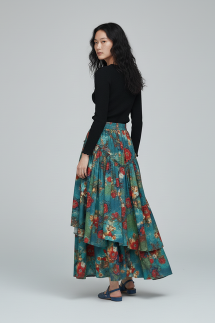Jupe Longue Florale Superposée Bohème