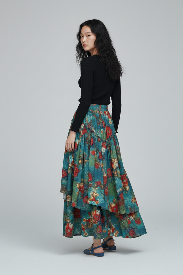 Jupe Longue Florale Superposée Bohème