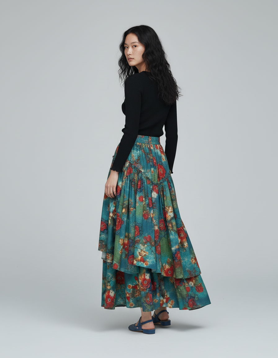 Jupe Longue Florale Superposée Bohème