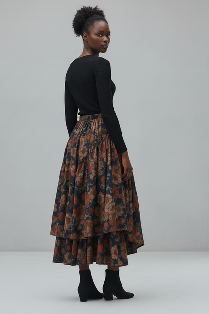 Jupe Longue Fleurie Volants Bohème