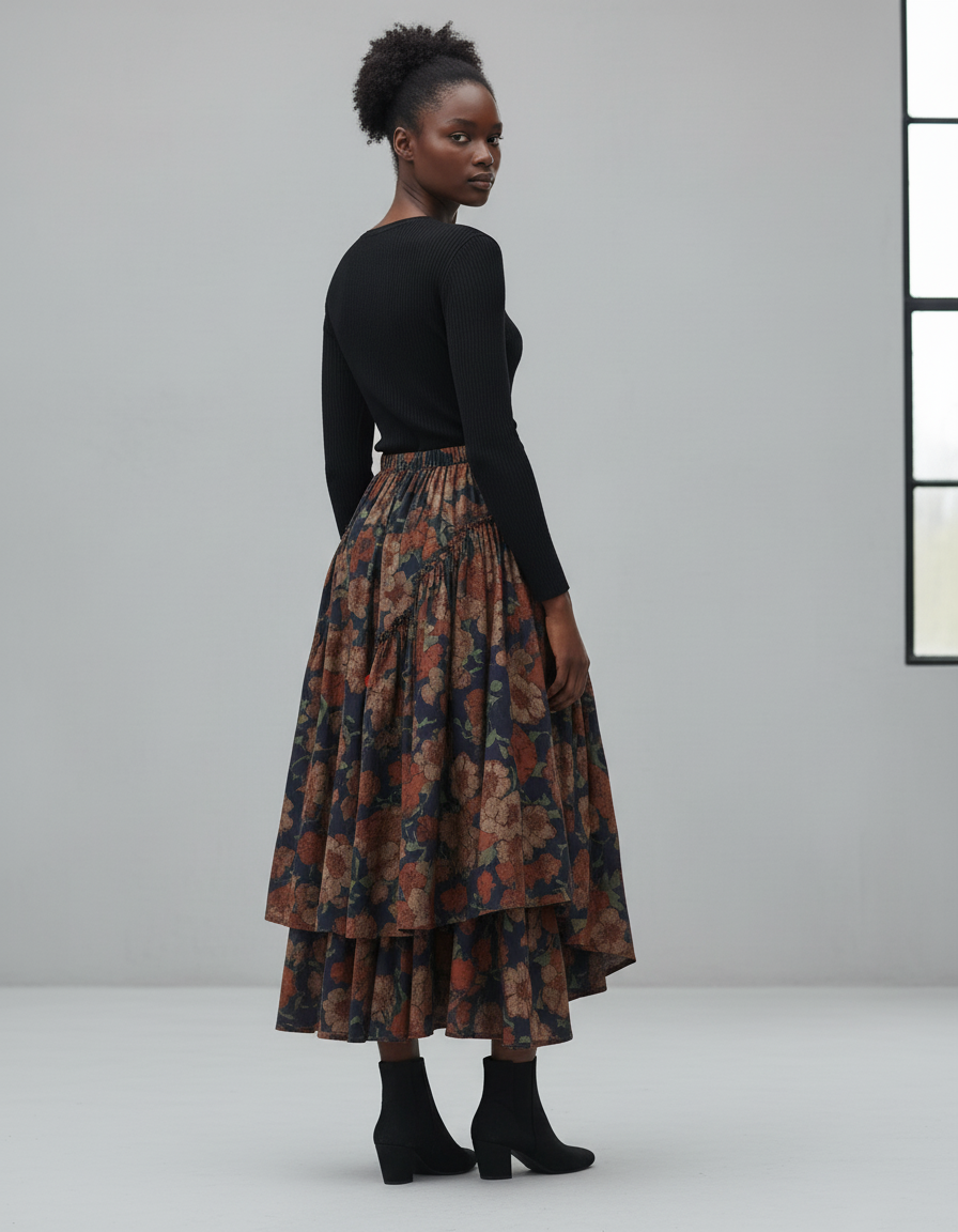 Jupe Longue Fleurie Volants Bohème