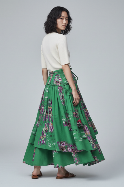 Jupe Longue Verte Motifs Bohème