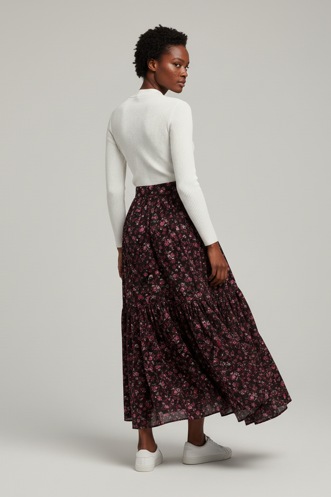 Jupe Portefeuille Noire Longue