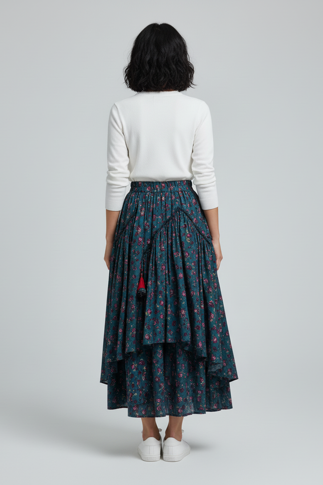 Jupe Longue Florale Asymétrique Bohème