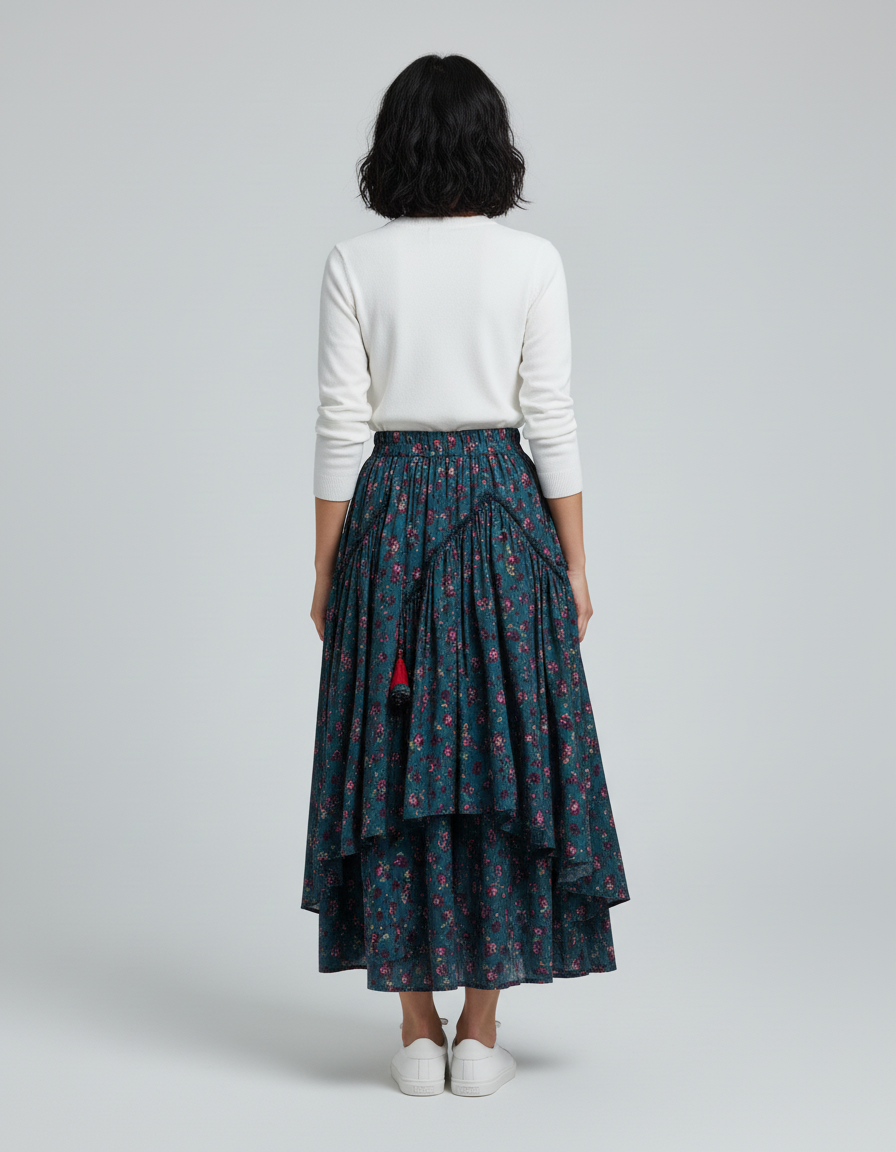 Jupe Longue Florale Asymétrique Bohème