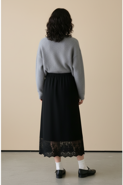 Jupe Longue Noire Maille