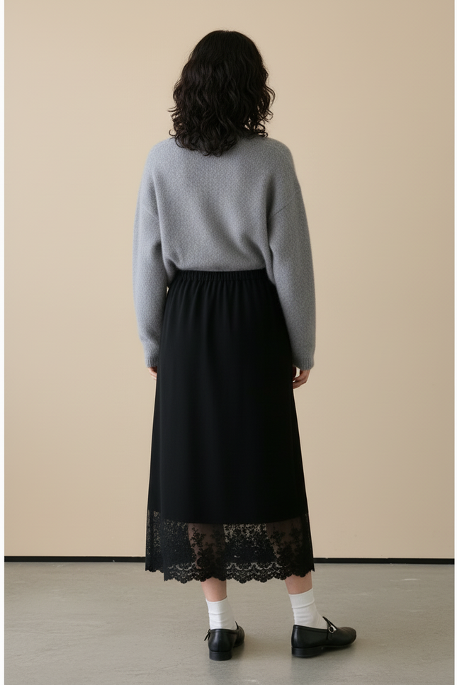 Jupe Longue Noire Maille