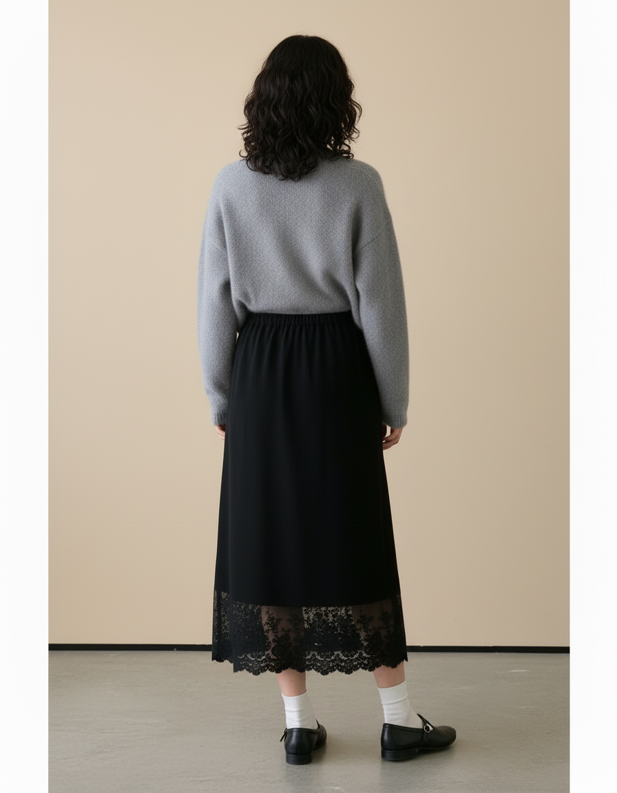 Jupe Longue Noire Maille