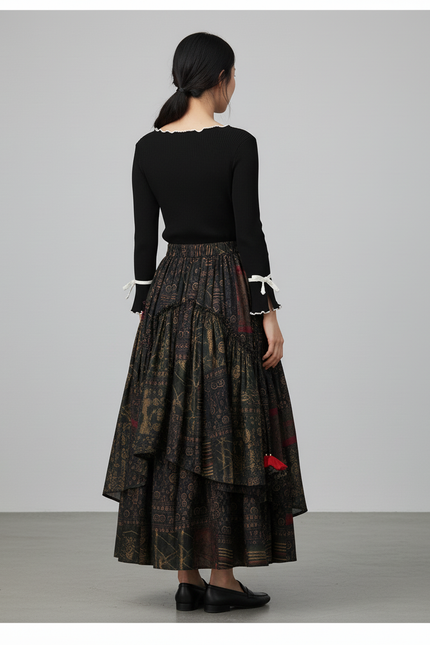 Jupe Longue Florale Irrégulière Bohème